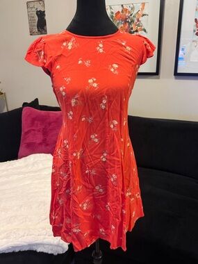 American Eagle Outfitters Coral Red Floral Dress